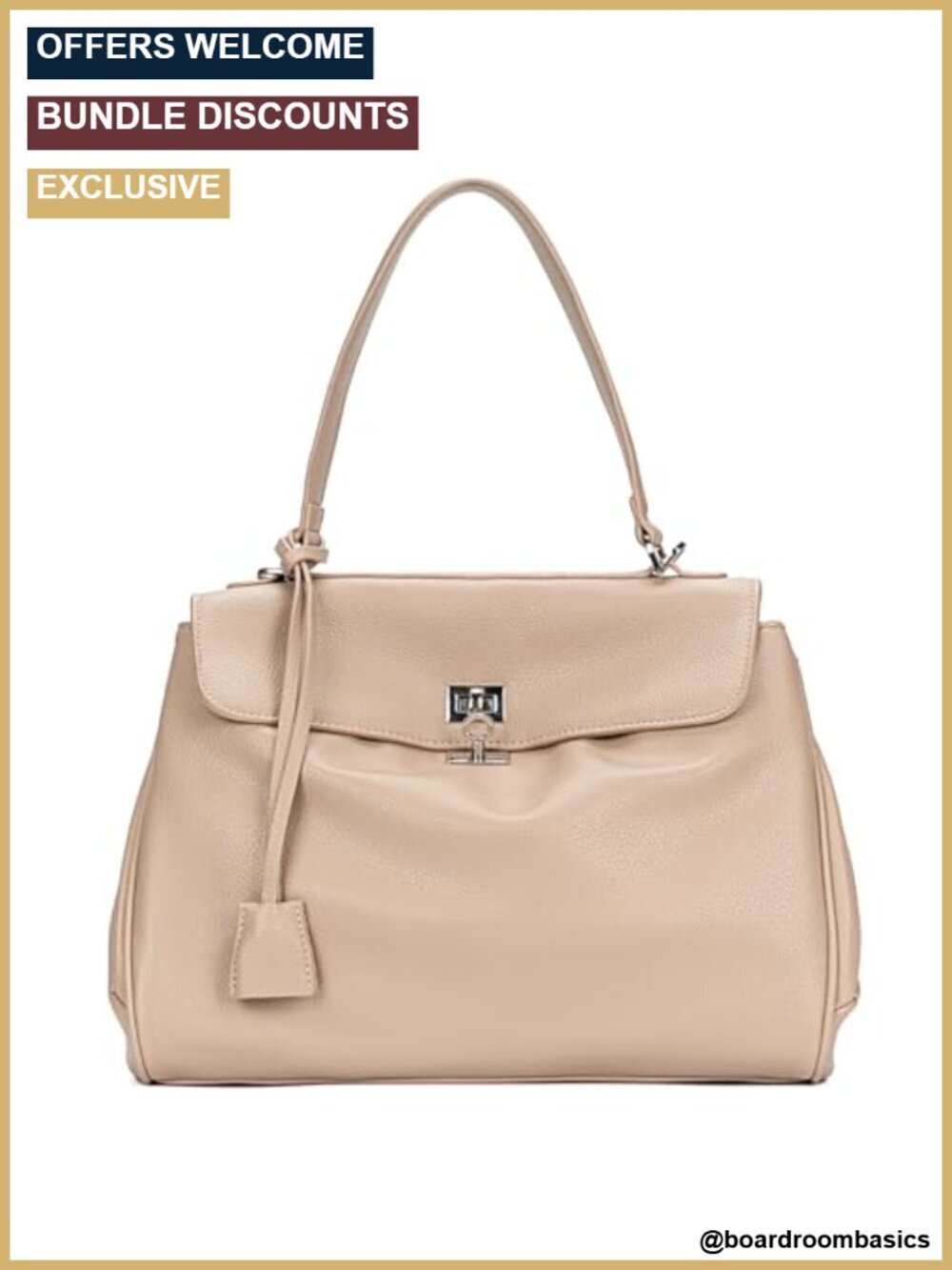Faux Leather Convertible Tote Bag - 4-Way Carry Work Satchel